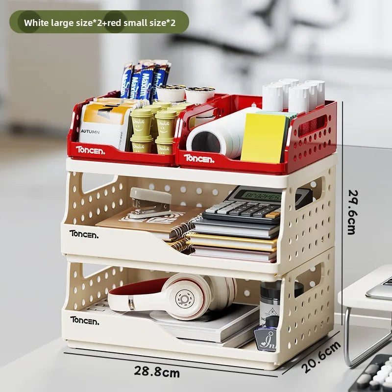 Foldable Desktop Organizer – Multi-Layer File & Book Storage