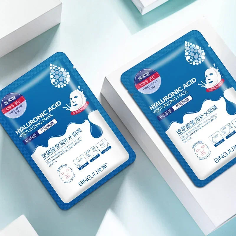 12-Pack Hyaluronic Acid Face Mask Sheets – Moisture & Oil Control