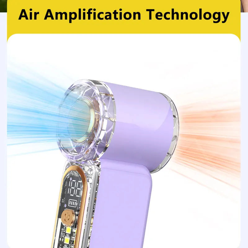High Speed Small Fan USB Rechargeable Portable Handheld Strong Wind Pocket Fan Violent Air Cannon High Speed Turbo Fan Peaceful Pleasures Health and Wellness