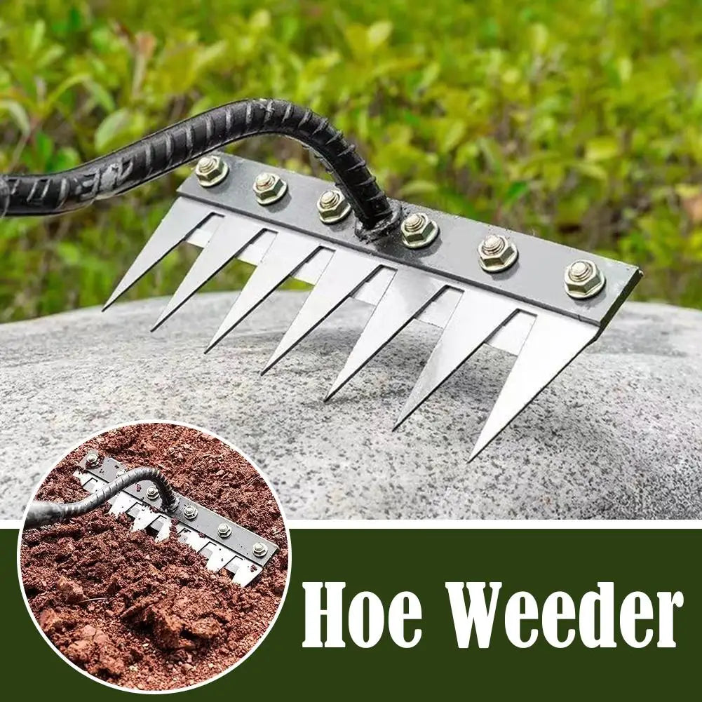 Carbon Steel Garden Rake for Weeding & Soil Aeration Peaceful Pleasures Health and Wellness