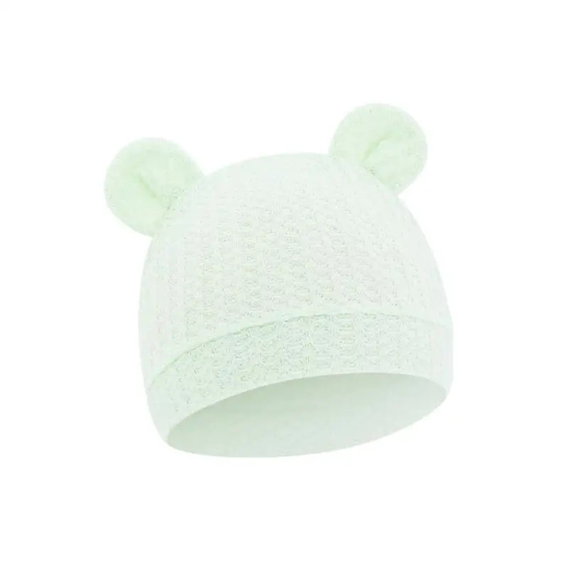 Bear Ear Newborn Baby Hat | Waffle Knit Stretchy Cap 0–24 Months