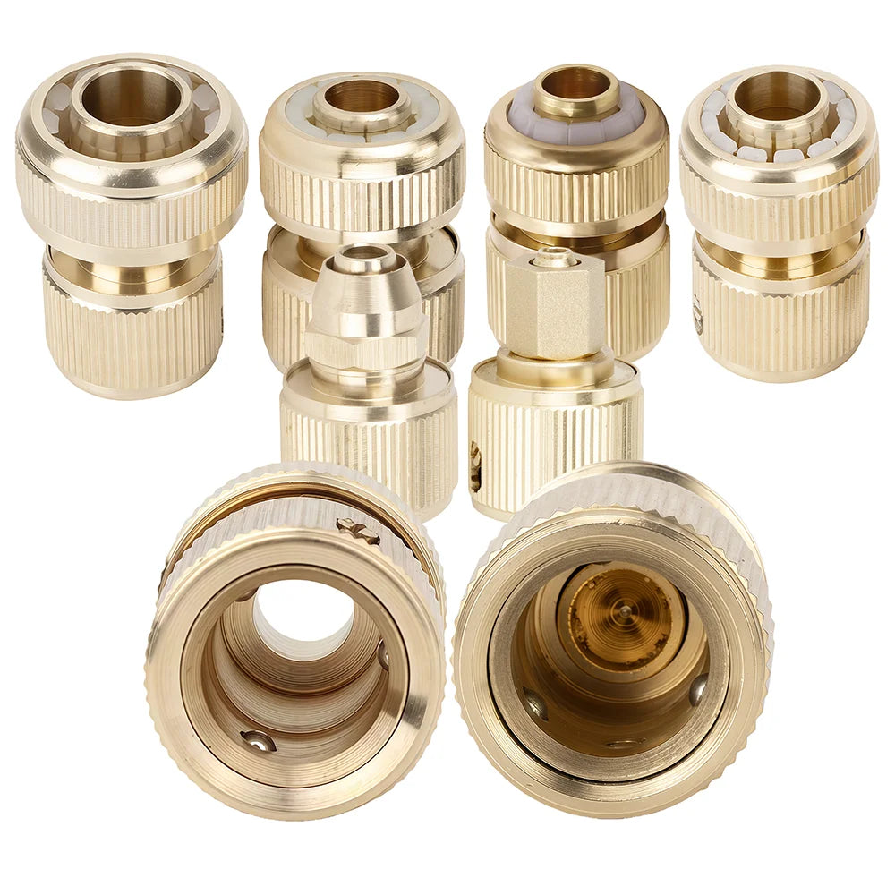 Quick Connector Water Pipe Tap Adaptor Fitting for 1/2"3/4"3/8"1/4" Irrigation Tube Water Stop Repair Joints Brass Garden Hose Peaceful Pleasures Health and Wellness