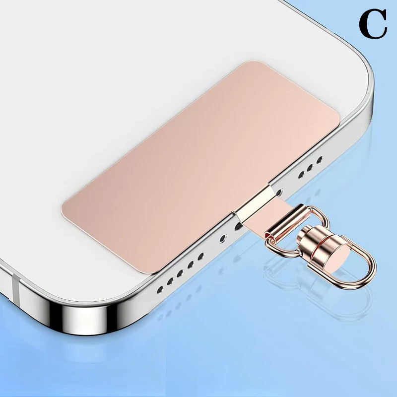 Steel Phone Lanyard Gasket Patch Anti-lost Anti Fall Mobile Phone Rope Card Metal Clip Strap Hang Cord Tab Accessories Peaceful Pleasures Health and Wellness C Rose Gold