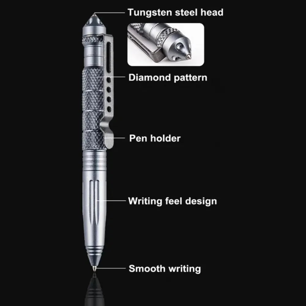 Tactical Pen Self Defense Multifunction Emergency Survival Tool Glass Breaker Tungsten Steel Writing Pen Outdoor Rescue Escape Peaceful Pleasures Health and Wellness