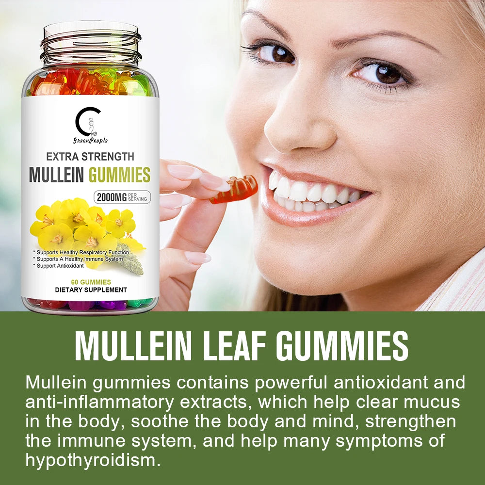 Mullein Leaf Gummies – Lung Cleanse, Respiratory Support, Deep Sleep & Immune Boost | 60 Count Peaceful Pleasures Health and Wellness