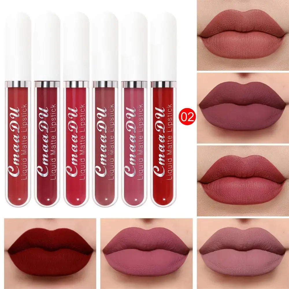 CmaaDu 6-Pc Velvet Matte Lip Gloss Set – Waterproof, Long Lasting