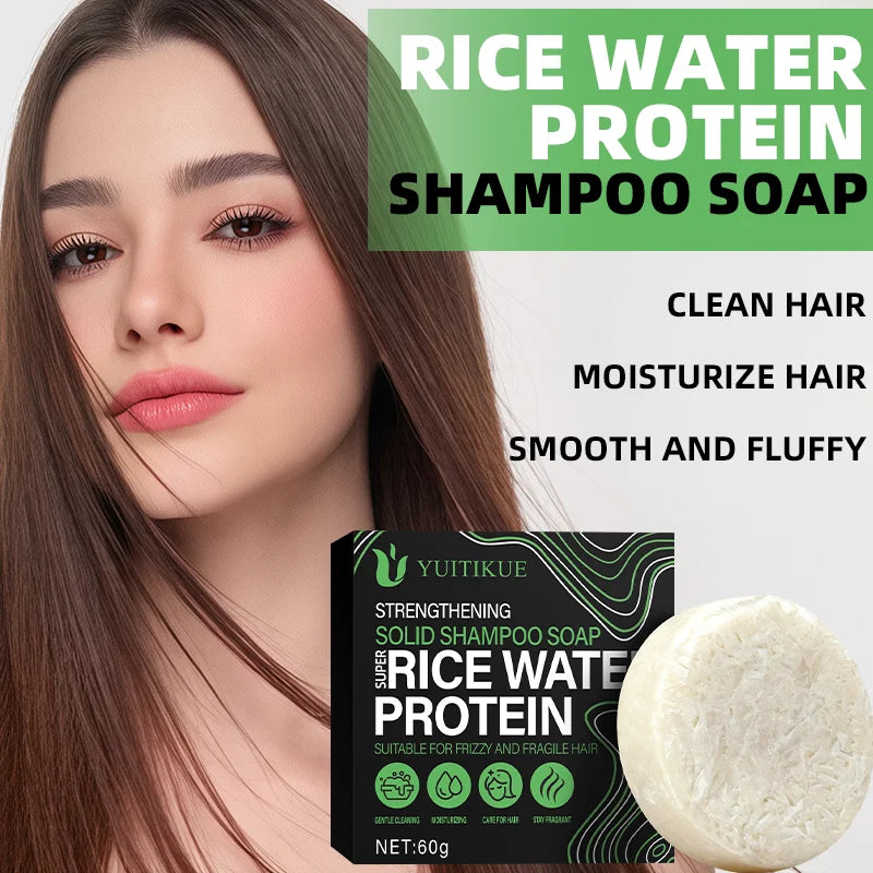 YUITIKUE Rice Protein Shampoo Bar | Frizzy & Fragile Hair 60g Solid Shampoo Bar Peaceful Pleasures Health and Wellness