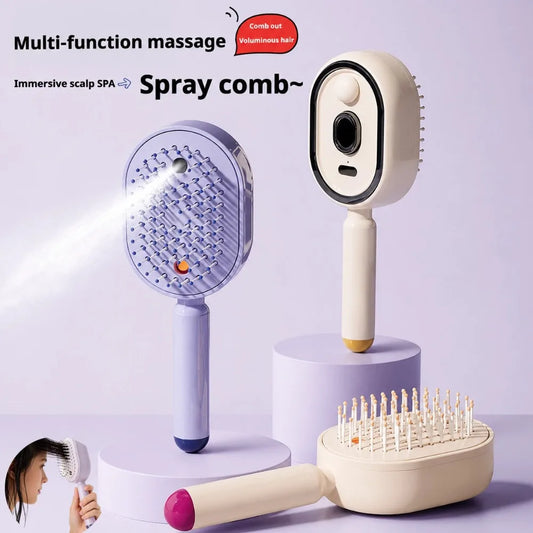 Steam Spray Massage Hair Comb Moisturizing Spray Scalp Massager Brush Anti-Knot Detangling Brush Salon Hair Care Tool Peaceful Pleasures Health and Wellness