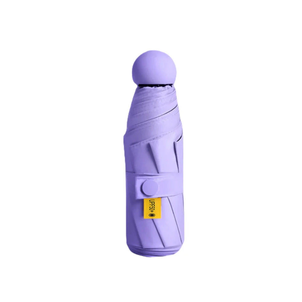 New Mini Capsule Folding Umbrella UPF50+ Vinyl Sun Rain Umbrella Dual Use Protection UV Sunshade Pocket Parasol for Outdoor Peaceful Pleasures Health and Wellness Purple 8K iron