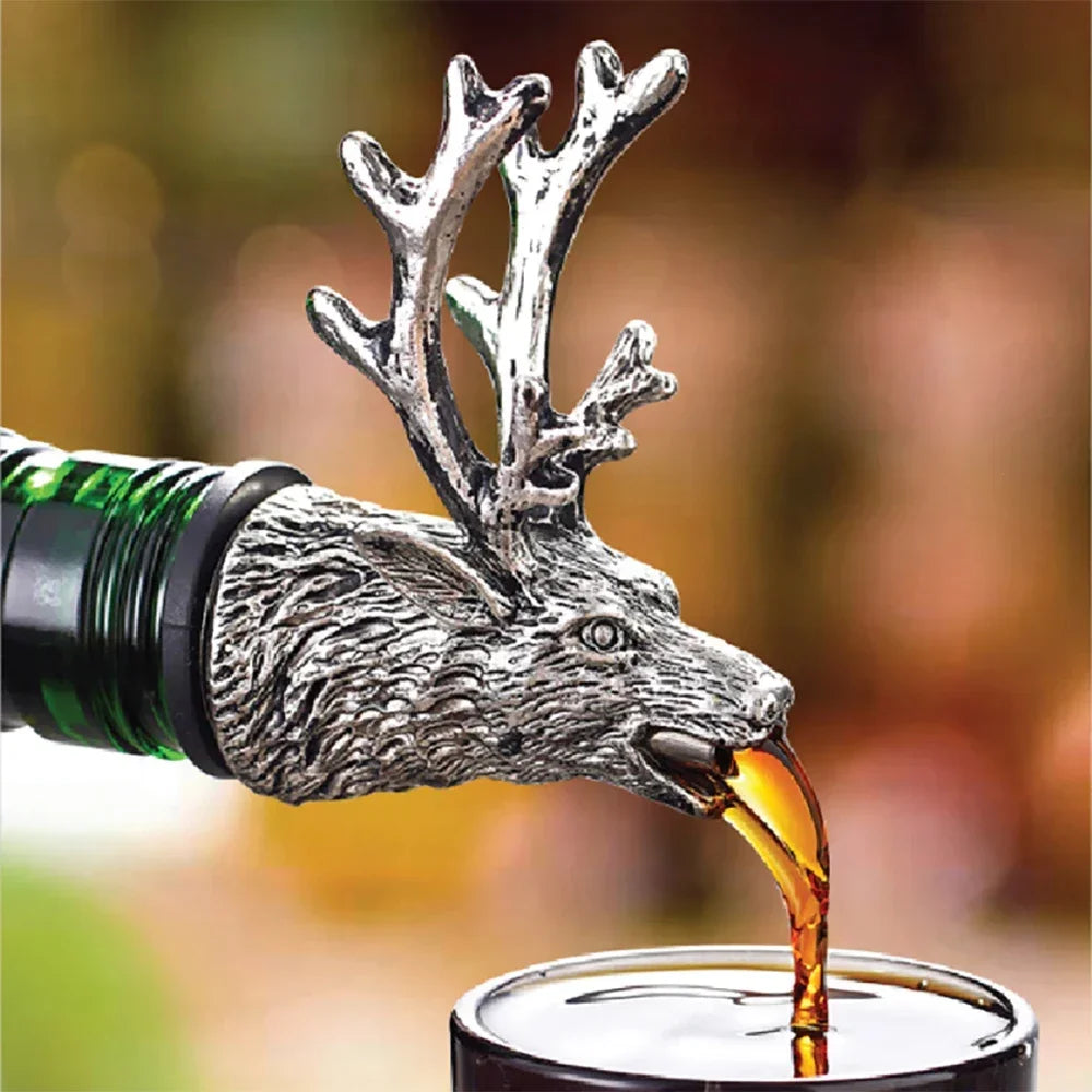 Deer Head Wine Bottle Stopper | Stainless Steel Bar Accessory