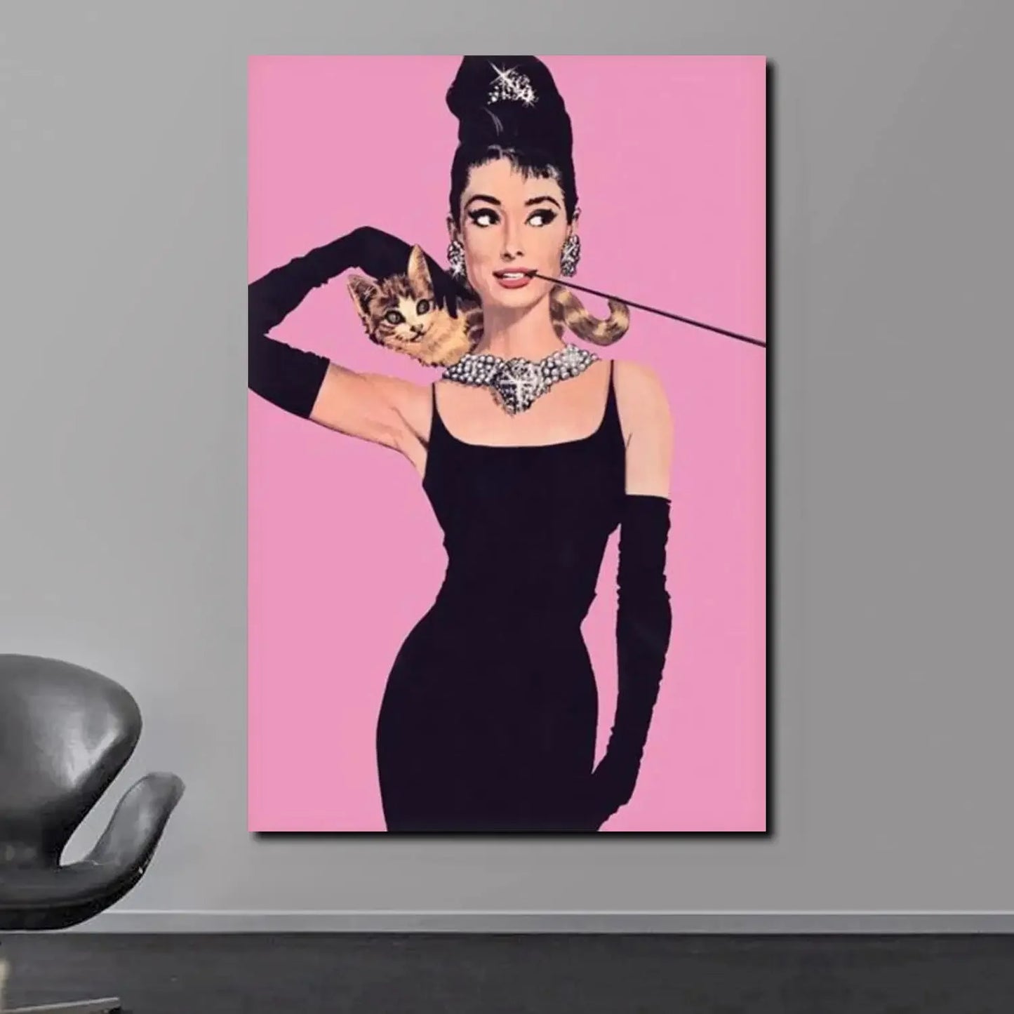 Scandinavian Classic Vintage Wall Art Audrey Hepburn Breakfast at Tiffanys HD Canvas Poster Print Home Bedroom Living Room Decor Peaceful Pleasures Health and Wellness Style-03 50x70cm Unframed