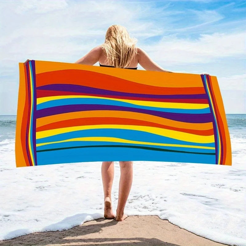 Large Colorful Stripe Beach & Pool Towel – Quick-Dry & Soft