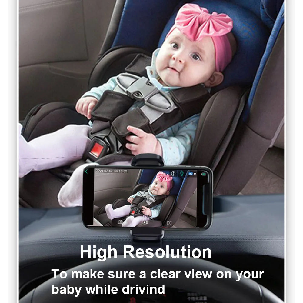 WiFi Baby Car Camera | 720P HD, 360° Night Vision, Rear Seat