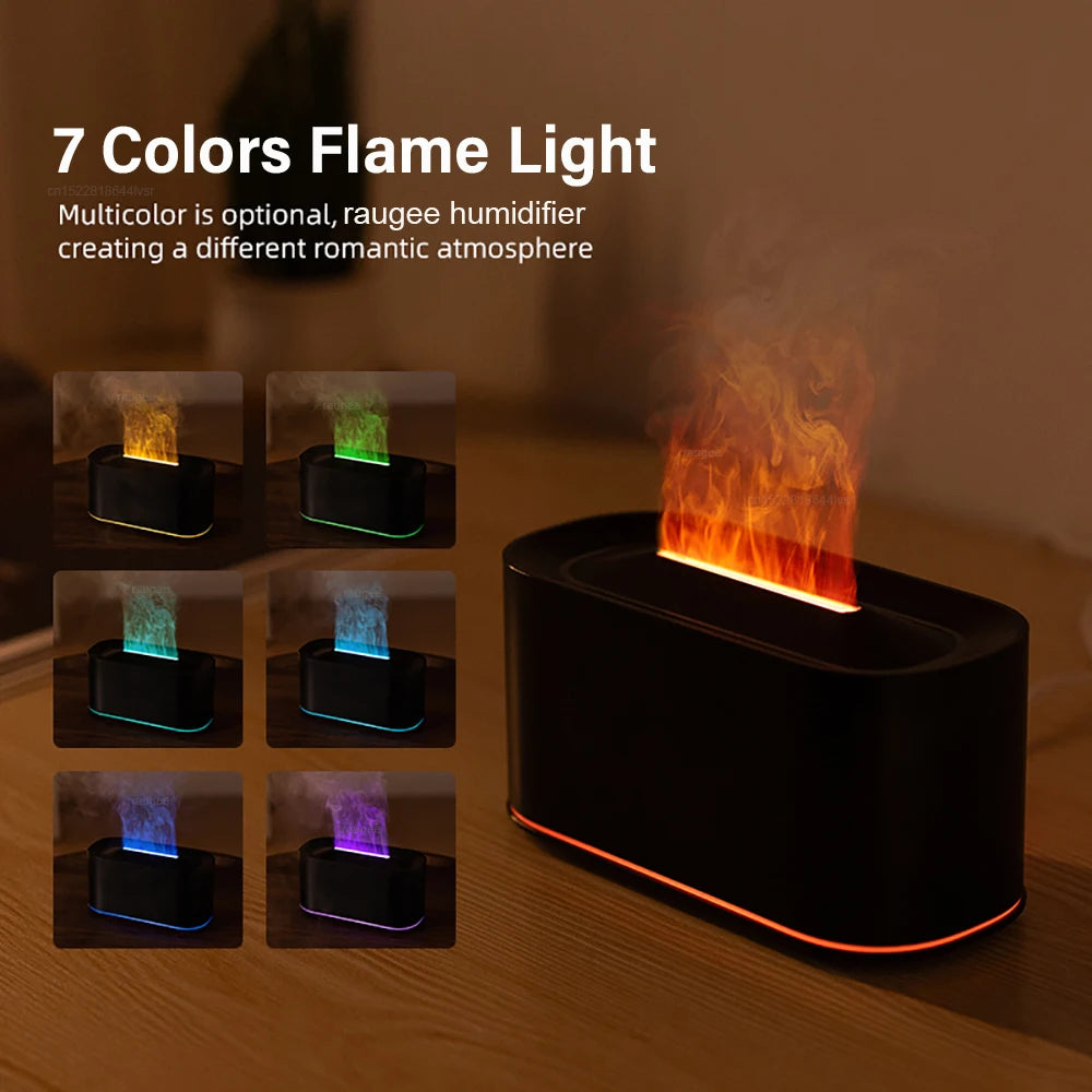Air Aroma Humidifier USB Desktop Flame Humidifier for Home Mini Air Humidifier Fragrance Essential Oil Diffuser with Night Light Peaceful Pleasures Health and Wellness