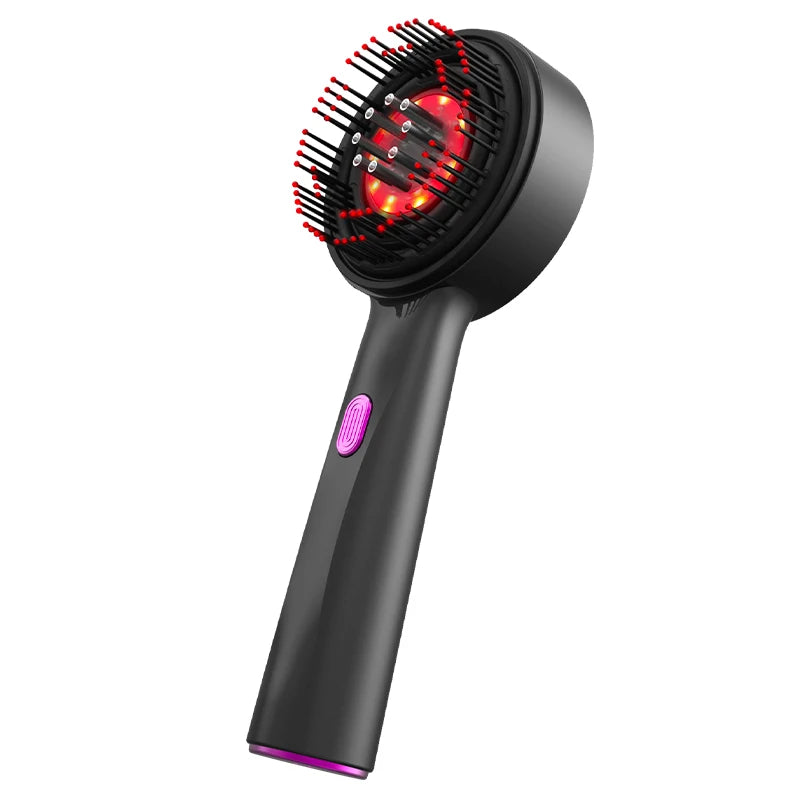 Electric Head Massager Hair Growth Comb Scalp Relax Massager 630nm Red Light Oil Applicator Anti-Hair Loss Hair Care Hairbrush Peaceful Pleasures Health and Wellness Grey purple