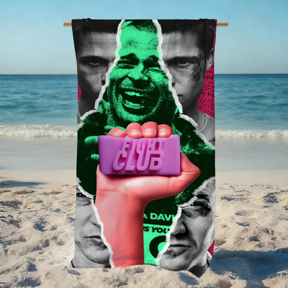 Fight Club Classic Quick-Dry Beach Towel | Gym Travel Pool Graphic Beach Towel Peaceful Pleasures Health and Wellness