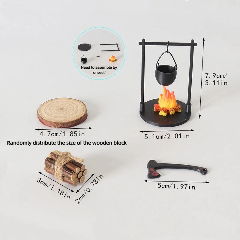 Mini Flame Hanging Stove Models DIY Miniature Outdoor Picnic Camping