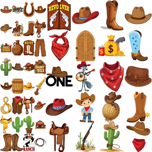 54-Piece Cowboy Temporary Tattoos for Kids – Waterproof Stickers Temporary Tattoo Stickers Oasis Select