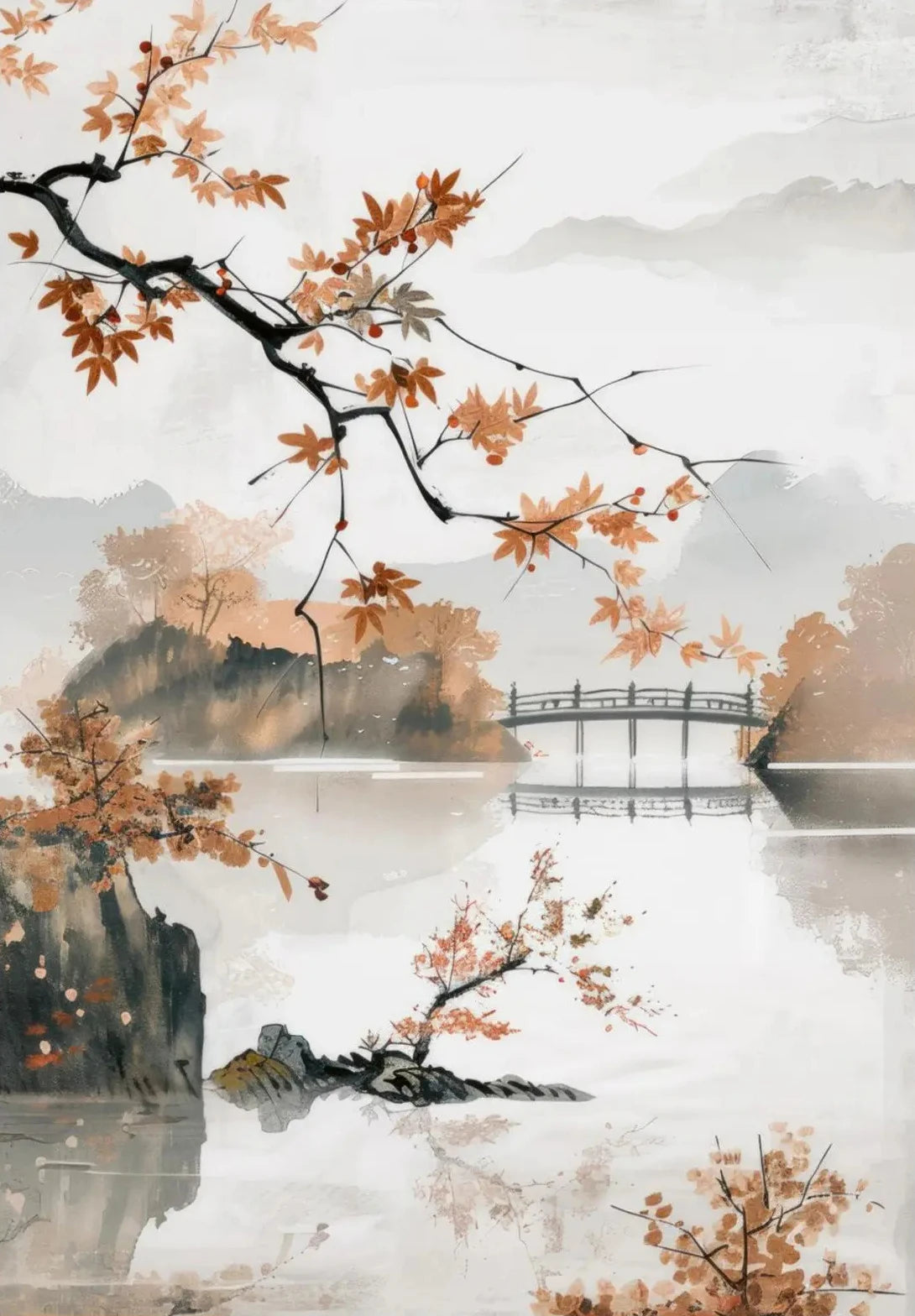 Modern Chinese Minimalist Zen Zen Peaceful Landscape Art Poster Canvas Printing Living Room Bedroom Home Decoration Frameless Peaceful Pleasures Health and Wellness 5 50x70cm Unframed