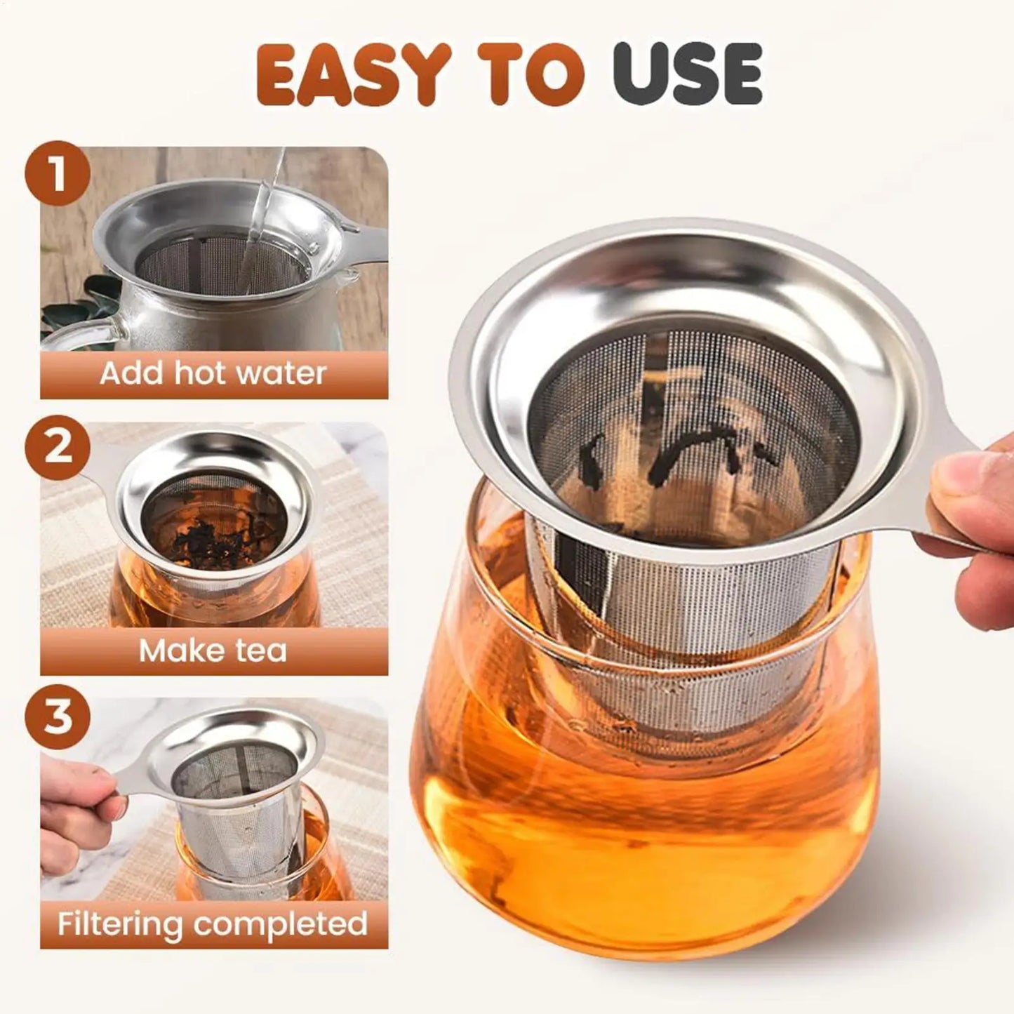 Stainless Steel Tea Strainer Basket – Reusable Mesh Infuser