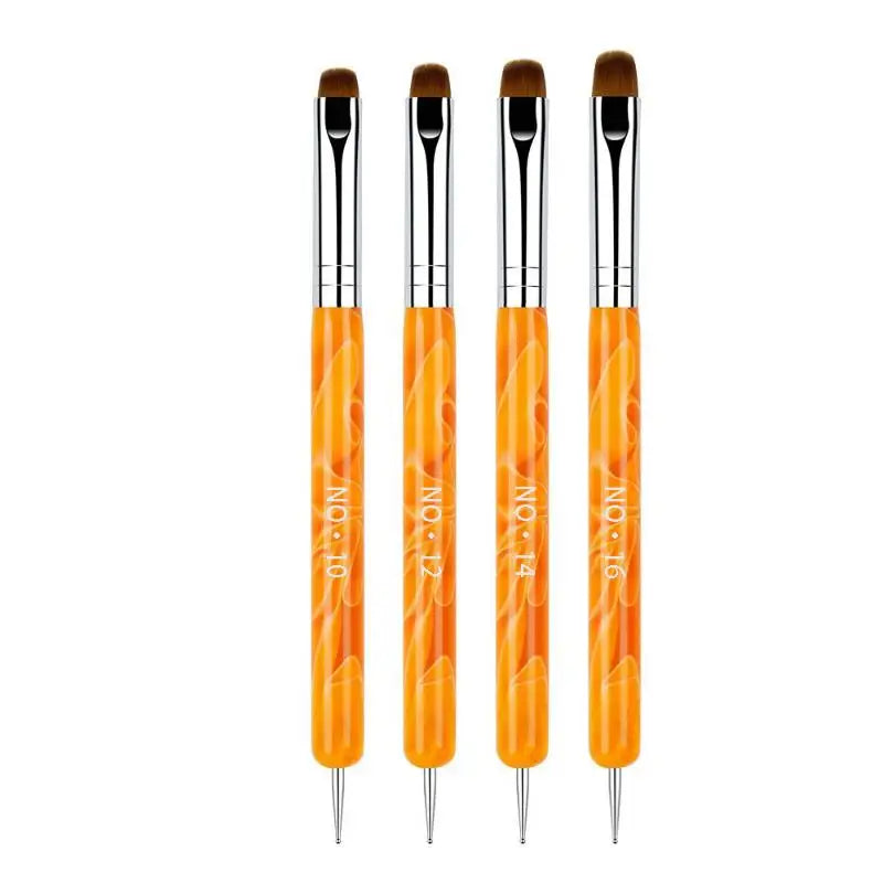French Dual End Beginner High Quality Painting Manicure Tool Acrylic Drawing Nail Art Brush Nail Art Rhinestone Gel Dotting Pen Peaceful Pleasures Health and Wellness 4 Orange