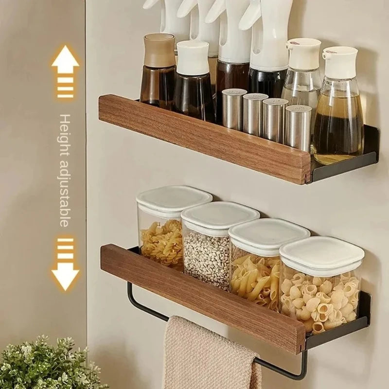 Nordic Wall Mounted Bathroom Storage Rack | Wood & Aluminum