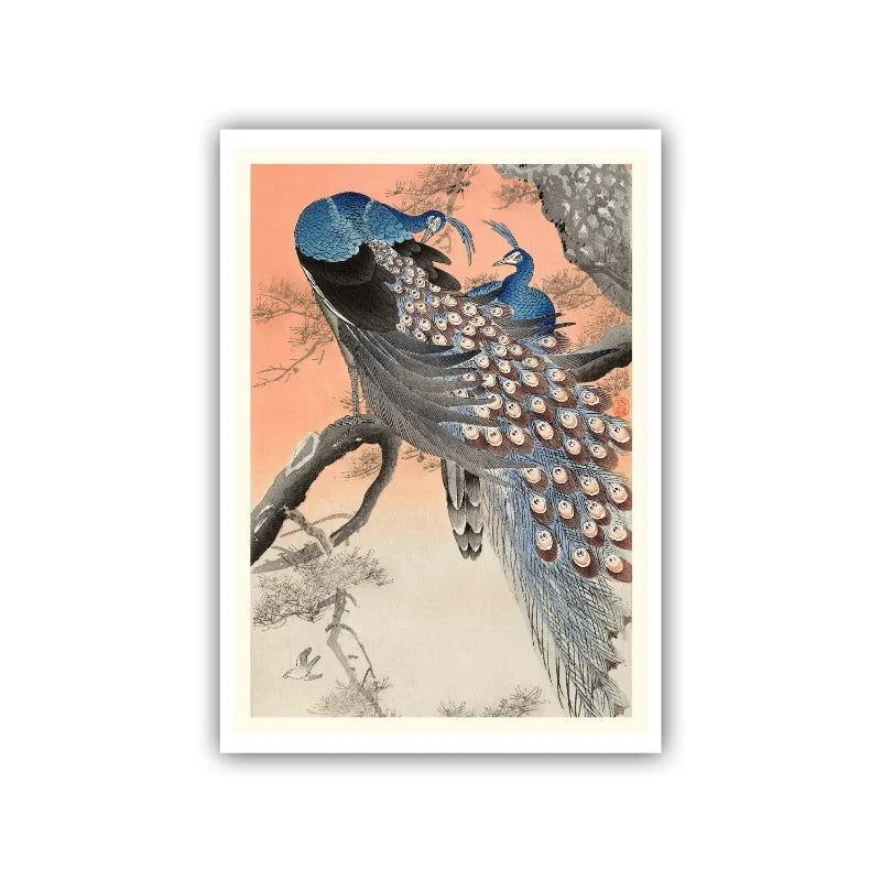 Ohara Koson Japanese Ukiyo Poster Vintage Goldfish Lotus Owl Peacock Geisha Canvas Painting Wall Art for Living Room Home Dec Peaceful Pleasures Health and Wellness 18 30x40cm Unframed