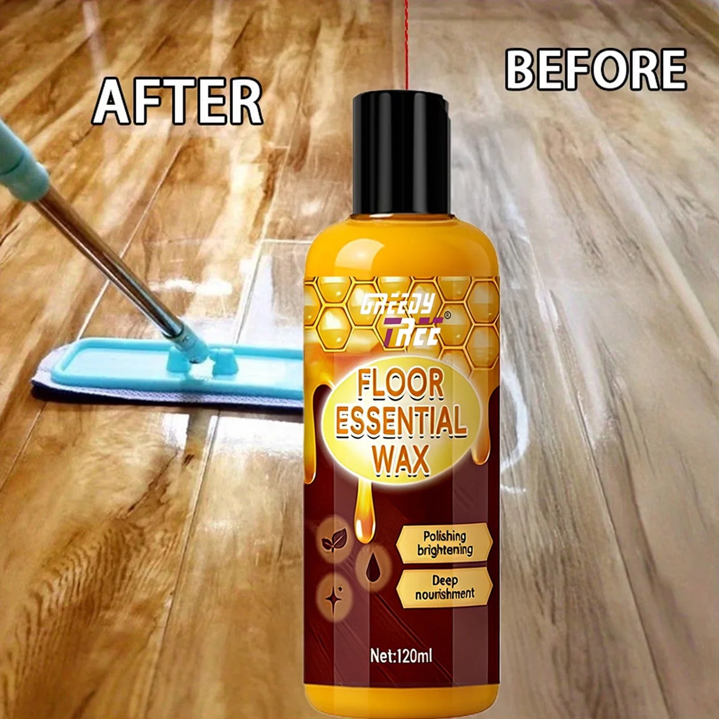 120ml Floor Wax Polish Kit with Sponge & Towel – Wood & Tile