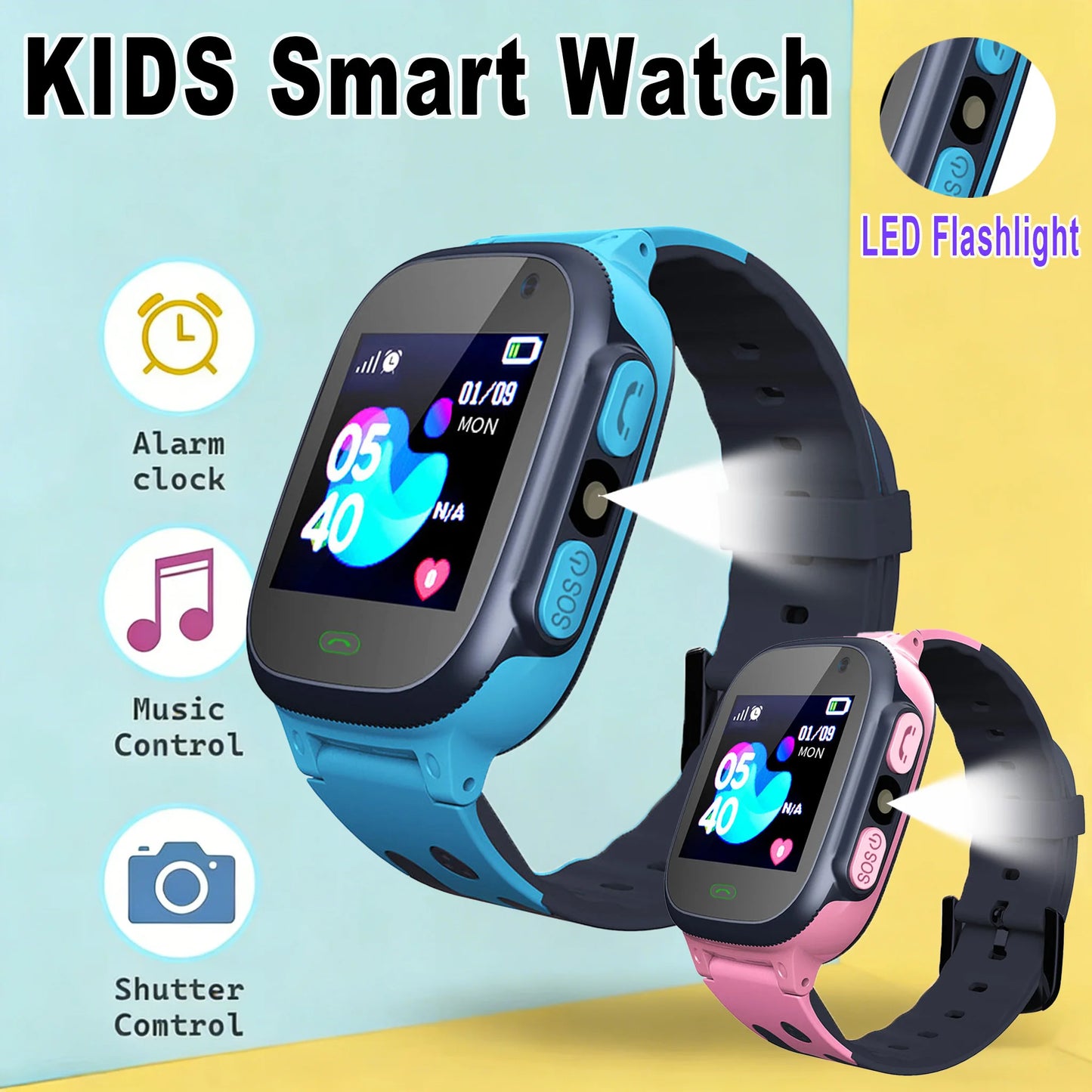 Kids Smart Watch with SOS GPS Camera LED Flashlight Math Calculator Video Call Watches- Holiday Gift Smartwatch for Children Peaceful Pleasures Health and Wellness 1bl1Pk