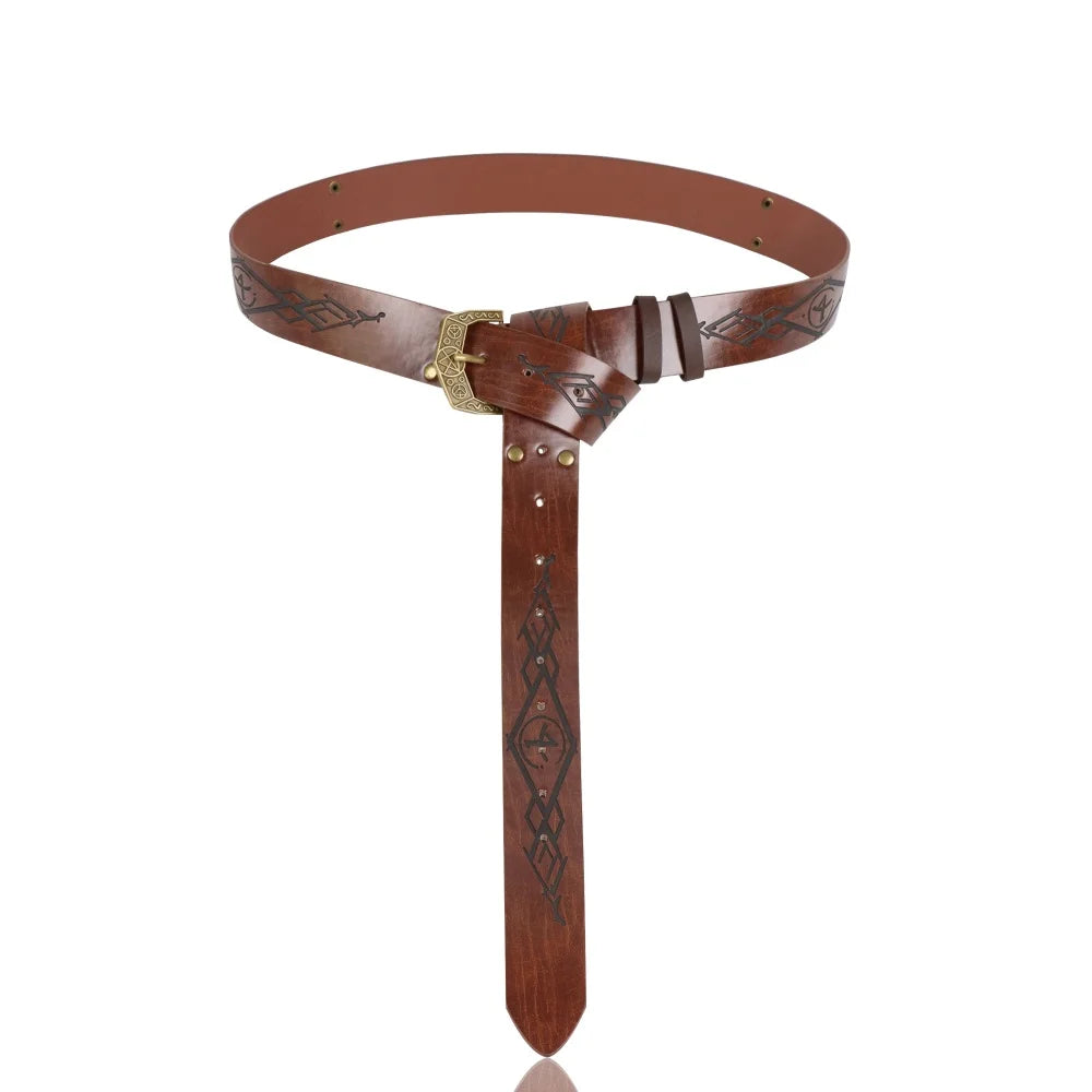 Viking Knights Cosplay Belt Renaissance Retro PU Leather Skirt Clip