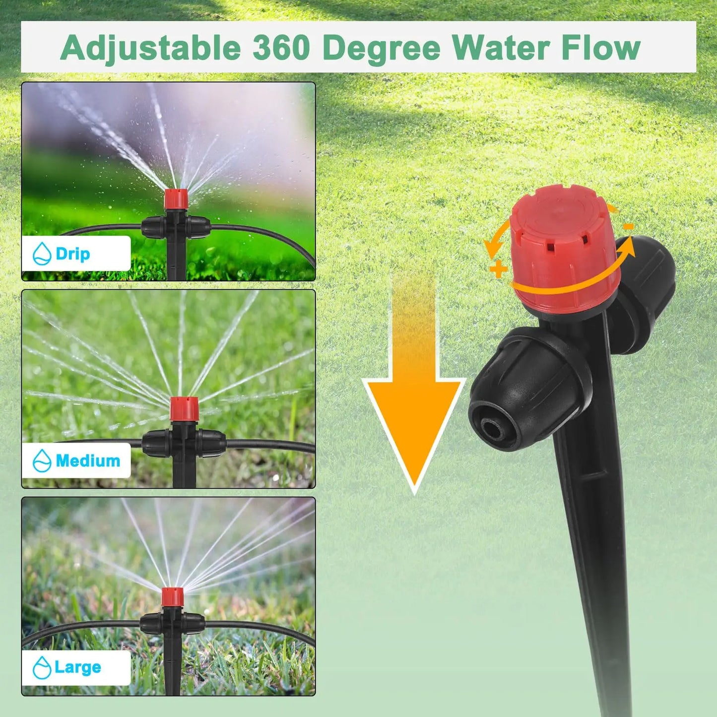 Garden 8-Hole Adjustable Double Lock for 1/4" Hose Irrigation Pot Plants Dripper Sprinkler 0-80L/H 133mm Support Watering Nozzle Peaceful Pleasures Health and Wellness