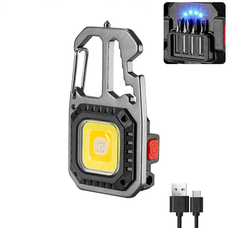Mini LED Keychain Flashlight USB-C Rechargeable & Window Hammer