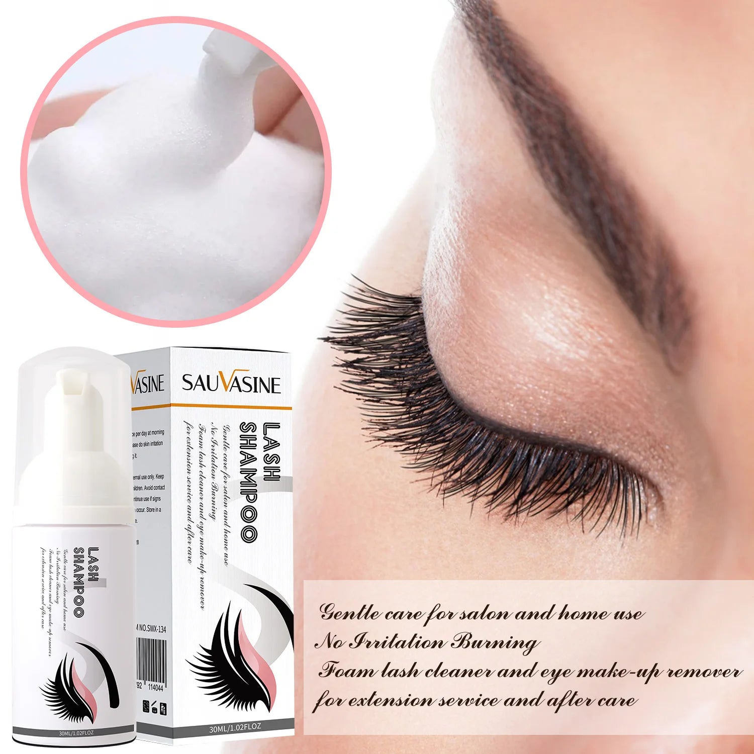 1/5PCS 30ml Eyelash Extension Shampoo Eyelid Foaming Cleanser Makeup Remover Glue Supplies for Professional & Home Use for Women Peaceful Pleasures Health and Wellness