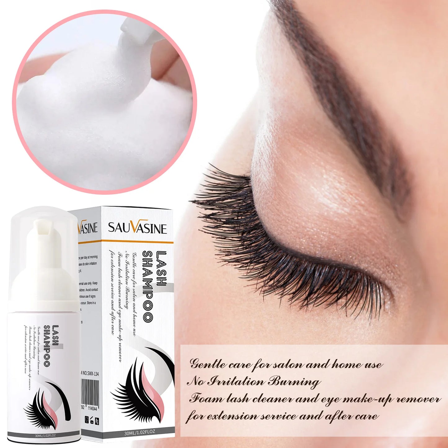 Eyelash Extension Foaming Shampoo Cleanser 30ml | SAUVASINE