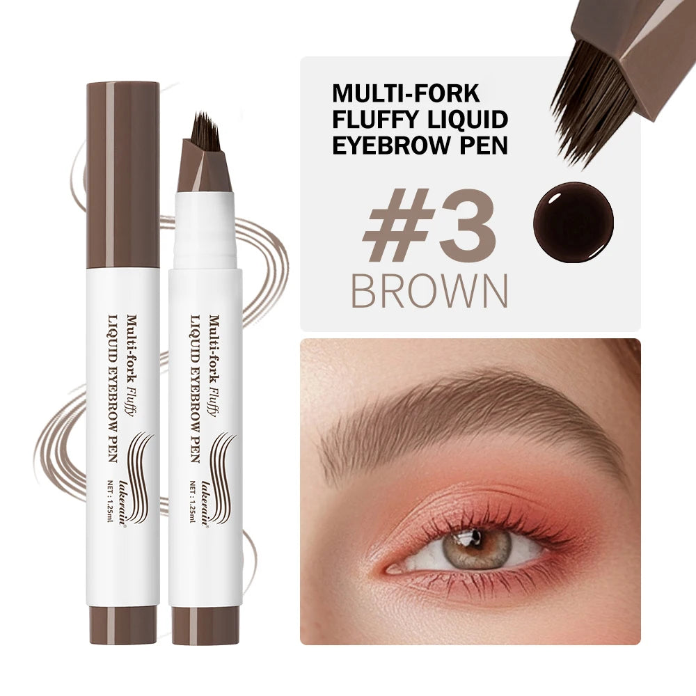 4D Microblading Eyebrow Pen With Forks Tip Long Lasting Waterproof Eyebrow Tattoo Pencil For Eyebrow Tattoo Makeup Peaceful Pleasures Health and Wellness 3Brown