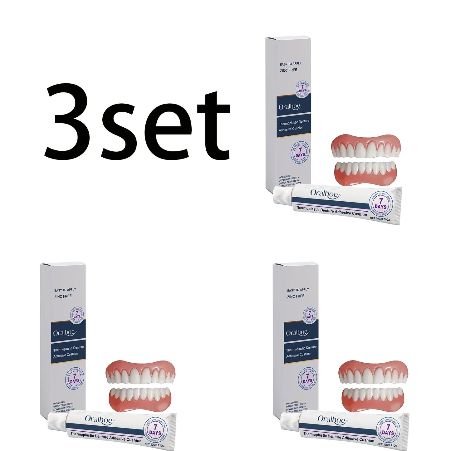 Natural Smile Denture Decoration Set – Upper & Lower + Adhesive