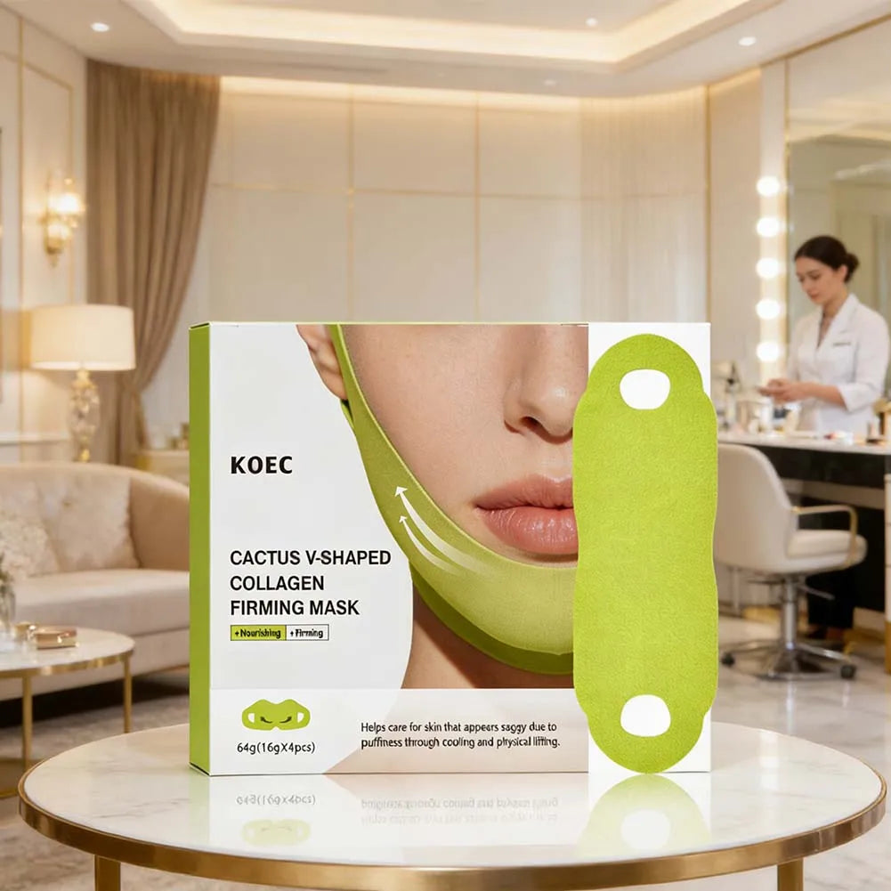 Cactus Collagen V-Shape Firming Mask 4-Pack | Jawline Sculpt