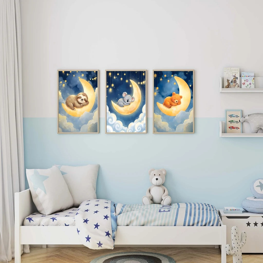 Nordic Animal Moon Canvas Print – Baby Nursery Wall Art Poster Nursery Canvas Print Peaceful Pleasures Health and Wellness