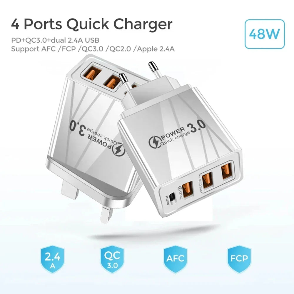 48W USB-C Fast Wall Charger QC3.0 PD | iPhone & Android