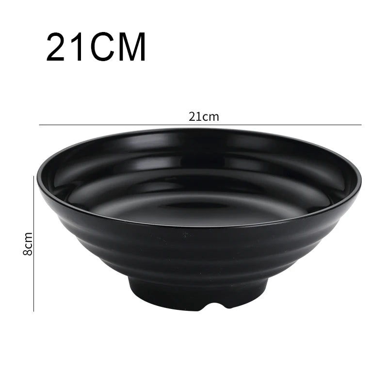 Thickened Plastic Ramen Bowl Anti-Slip Salad Bowl Solid Color Perfect for Kitchen Restaurant Lamian Noodles Bowl Peaceful Pleasures Health and Wellness 21cm