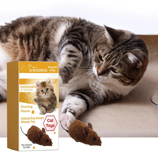 Interactive Squeaky Plush Mouse Cat Toy – Pull-Back Self-Moving Interactive Pet Toy Oasis Select
