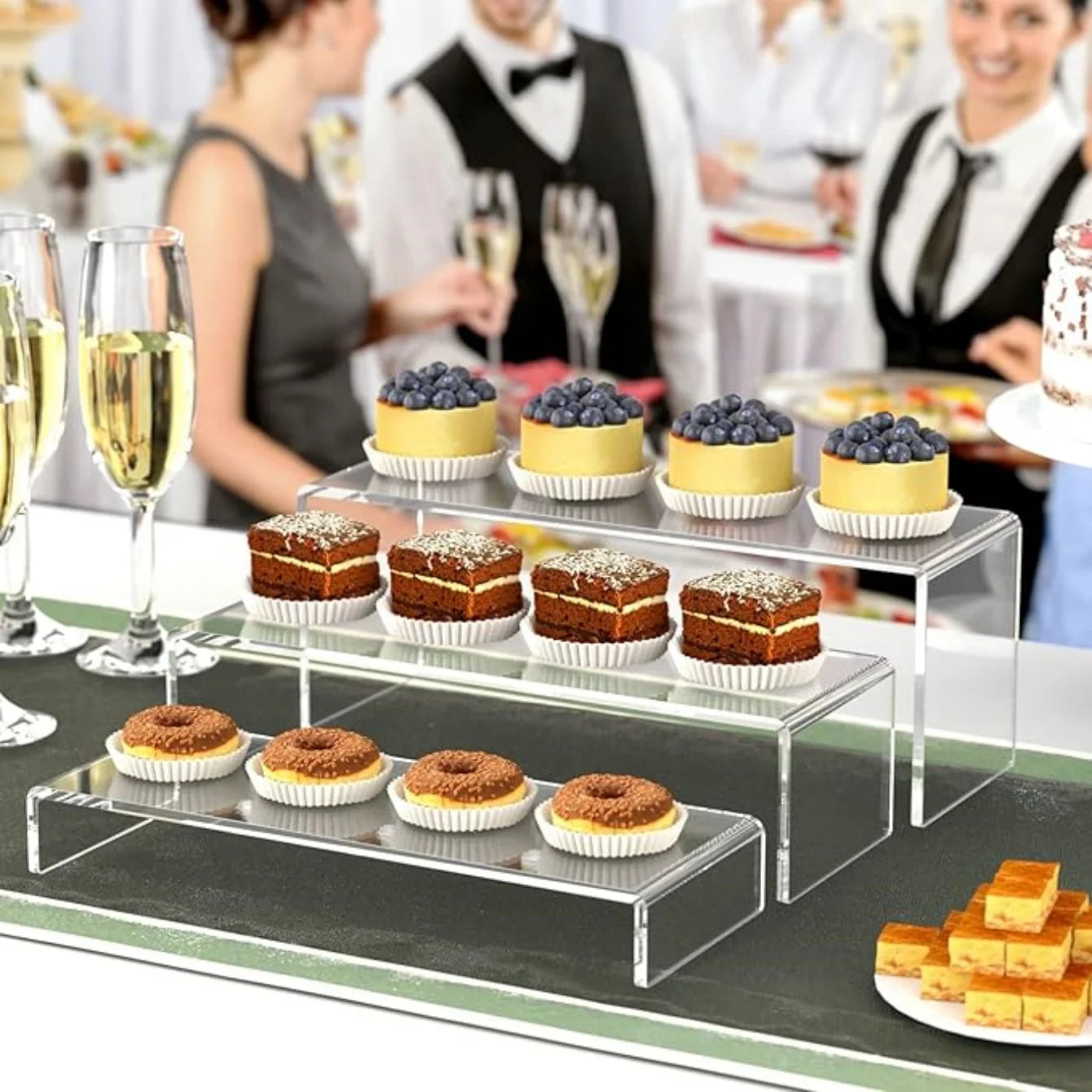 Acrylic Display Risers Set of 3 | Rectangular Stands for Events