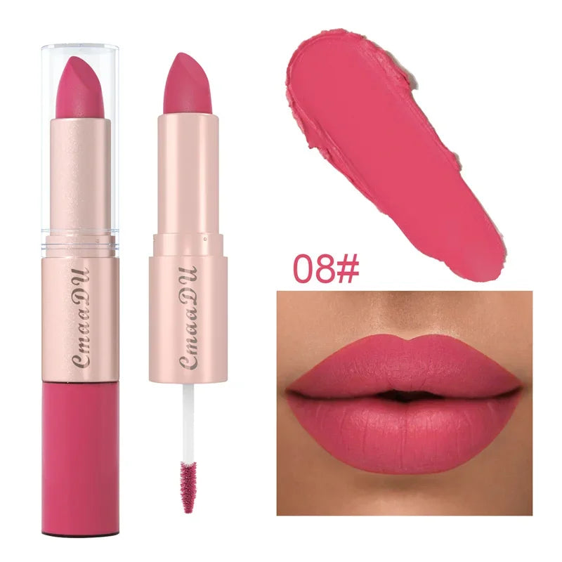 2-in-1 Matte Lipstick & Lip Liner Pen | 24H Waterproof, 12 Colors