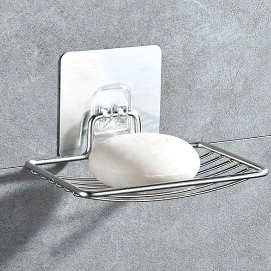 Stainless Steel No-Drill Wall Soap Dish Rack | Self-Draining Wall Soap Dish Rack Peaceful Pleasures Health and Wellness Silver