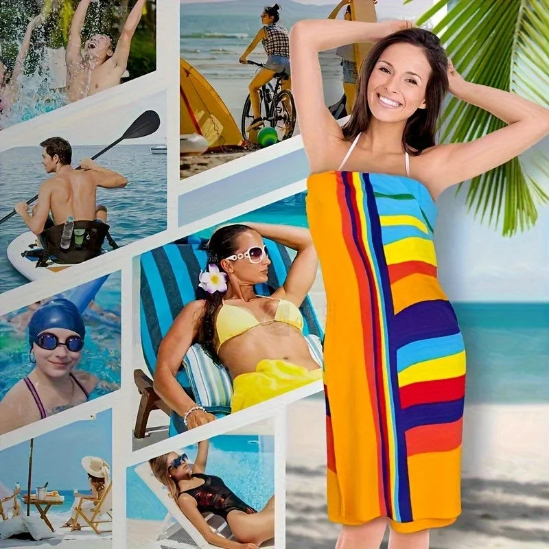Large Colorful Stripe Beach & Pool Towel – Quick-Dry & Soft