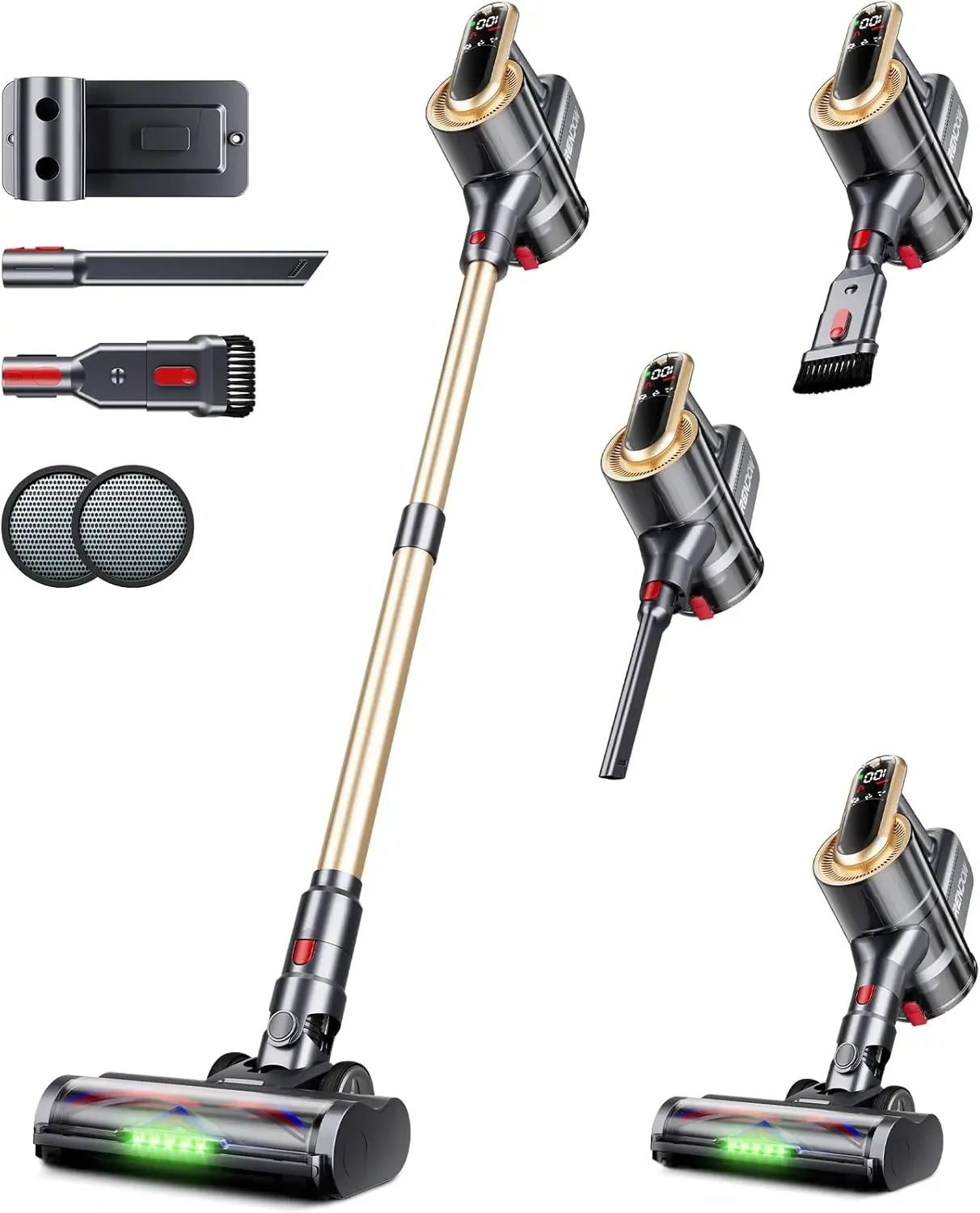 Cordless Vacuum Cleaner 550W 45Kpa 65Mins Self-Standing LED Display Anti-Tangle for Pet Hair Carpet Hard Floor Peaceful Pleasures Health and Wellness United States