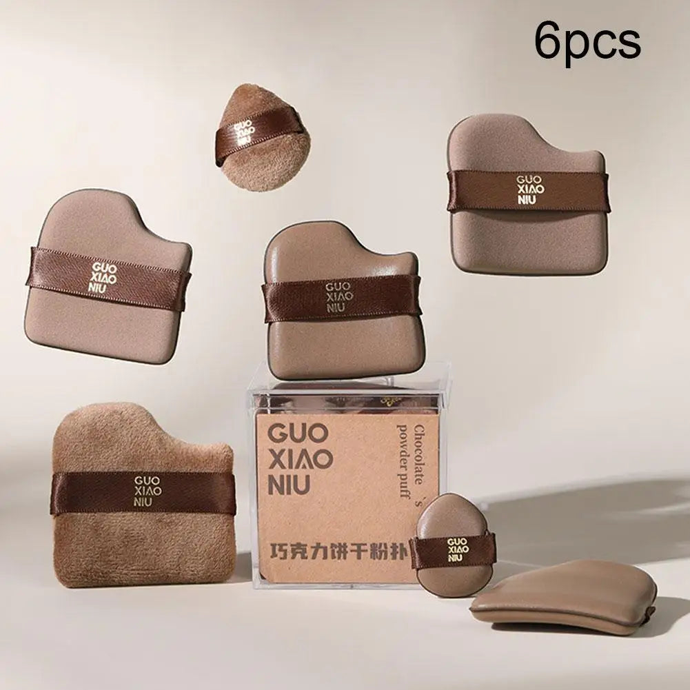 Chocolate Cookie Makeup Sponge Set – 6pcs Velvet Powder Puff