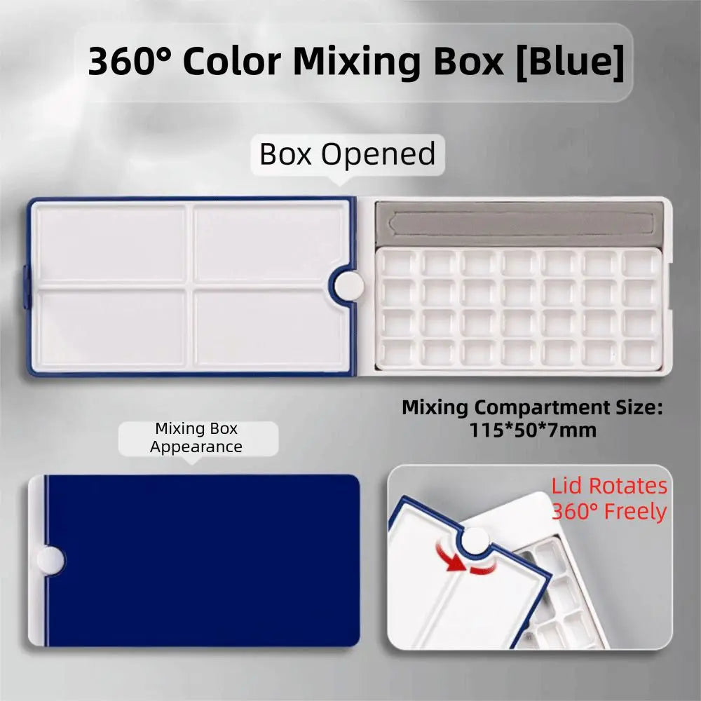 360 Degree Rotatable Watercolor Palette Detachable 28 Grids Paint Box Moisturizing Empty Solid Watercolor Storage Box Peaceful Pleasures Health and Wellness
