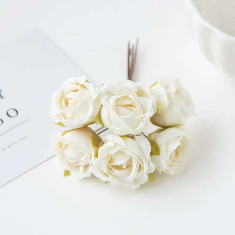 Silk Tea Rose Artificial Flower Bouquet for Wedding & Home Decor