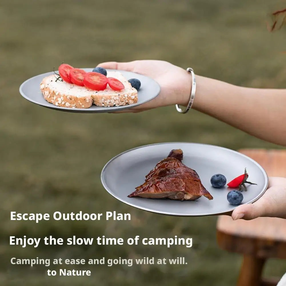 Titanium Camping Plates Set – Lightweight Stackable Outdoor Plates